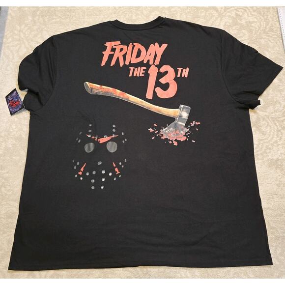 FRIDAY THE 13TH Jason Vorhees Hockey Mask Horror Movie Black T-Shirt Men Sz 5X - Picture 6 of 6